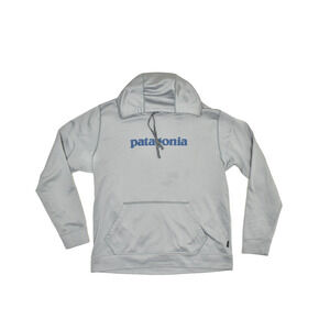 Patagonia Men's Hoodie Size XL STAINED Gray Cotton Blend Kangaroo Pockets